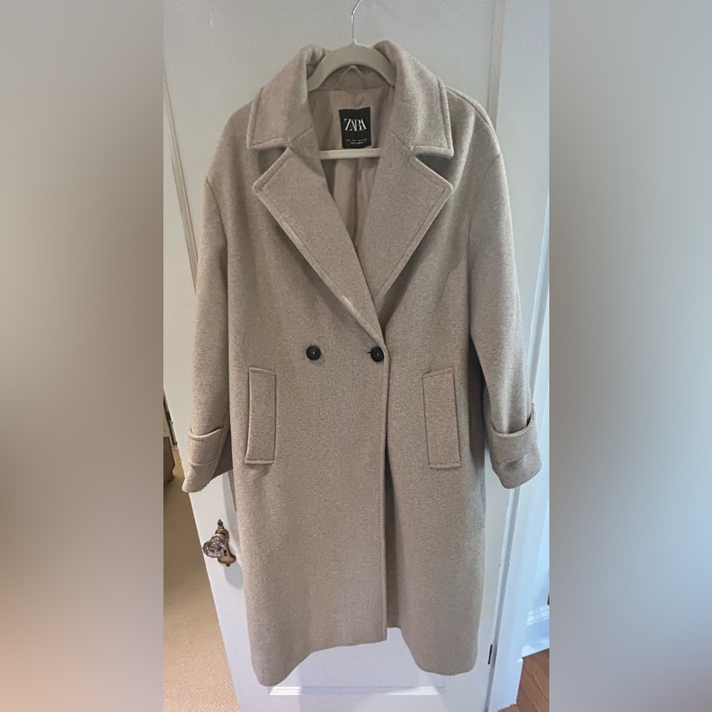Zara Women's Classic Tan Coat - midi length